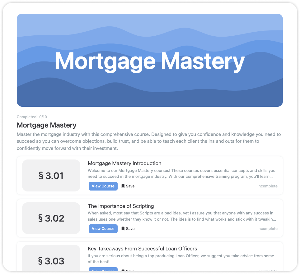 Overview of Smart Mortgage Training courses